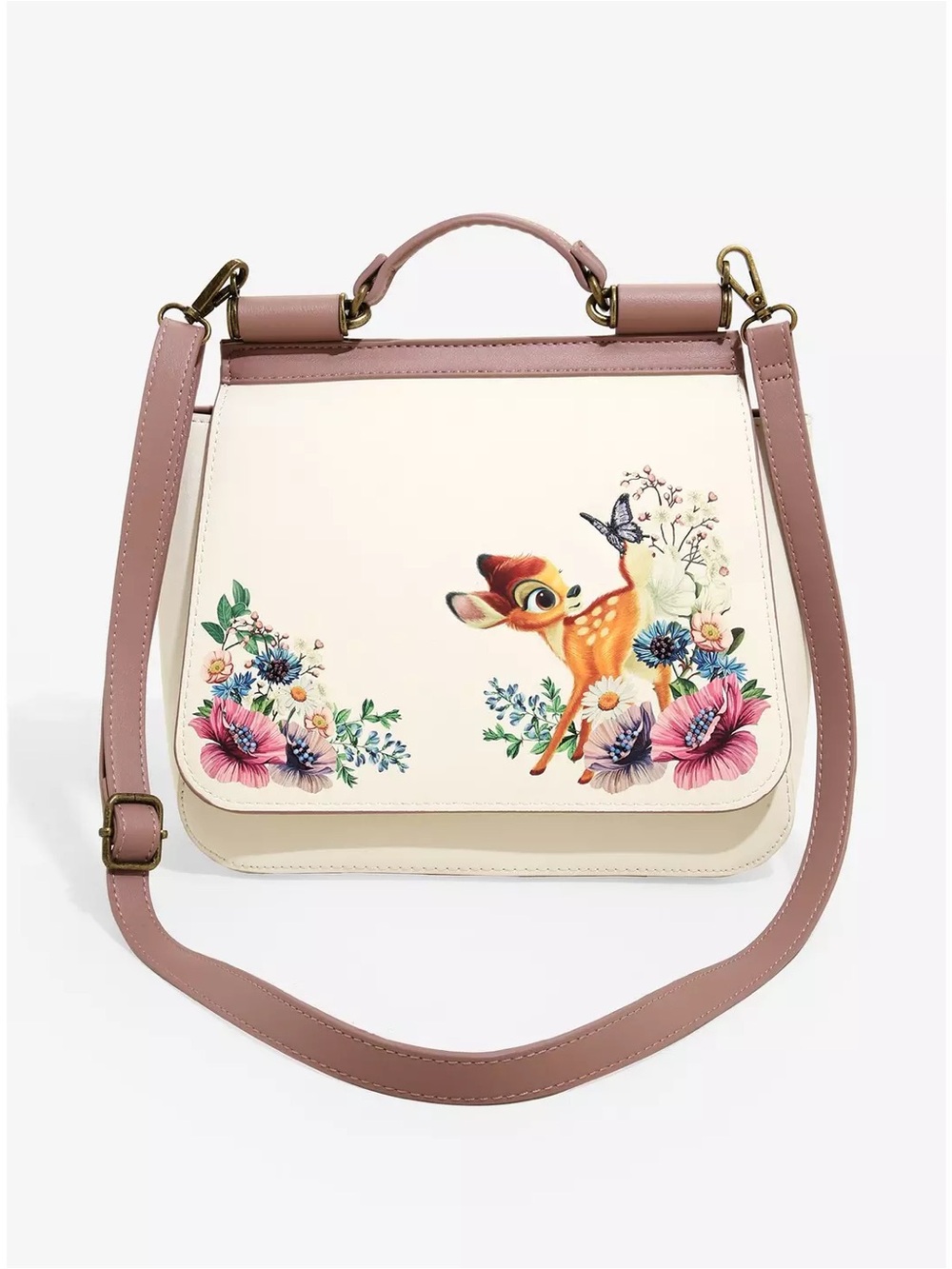 Loungefly Disney Cream & Dusty Rose Floral Bambi Crossbody Bag sold out